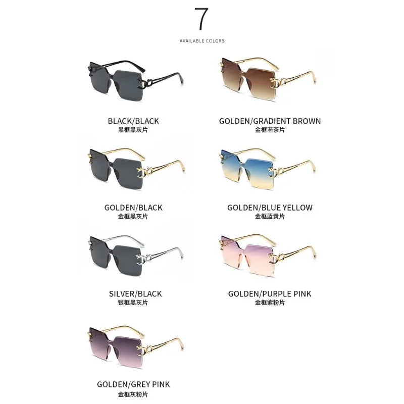 Retro Square Sunglasses Women Men Rimless Trend Luxury Shades Travel Glasses Lady Man UV400