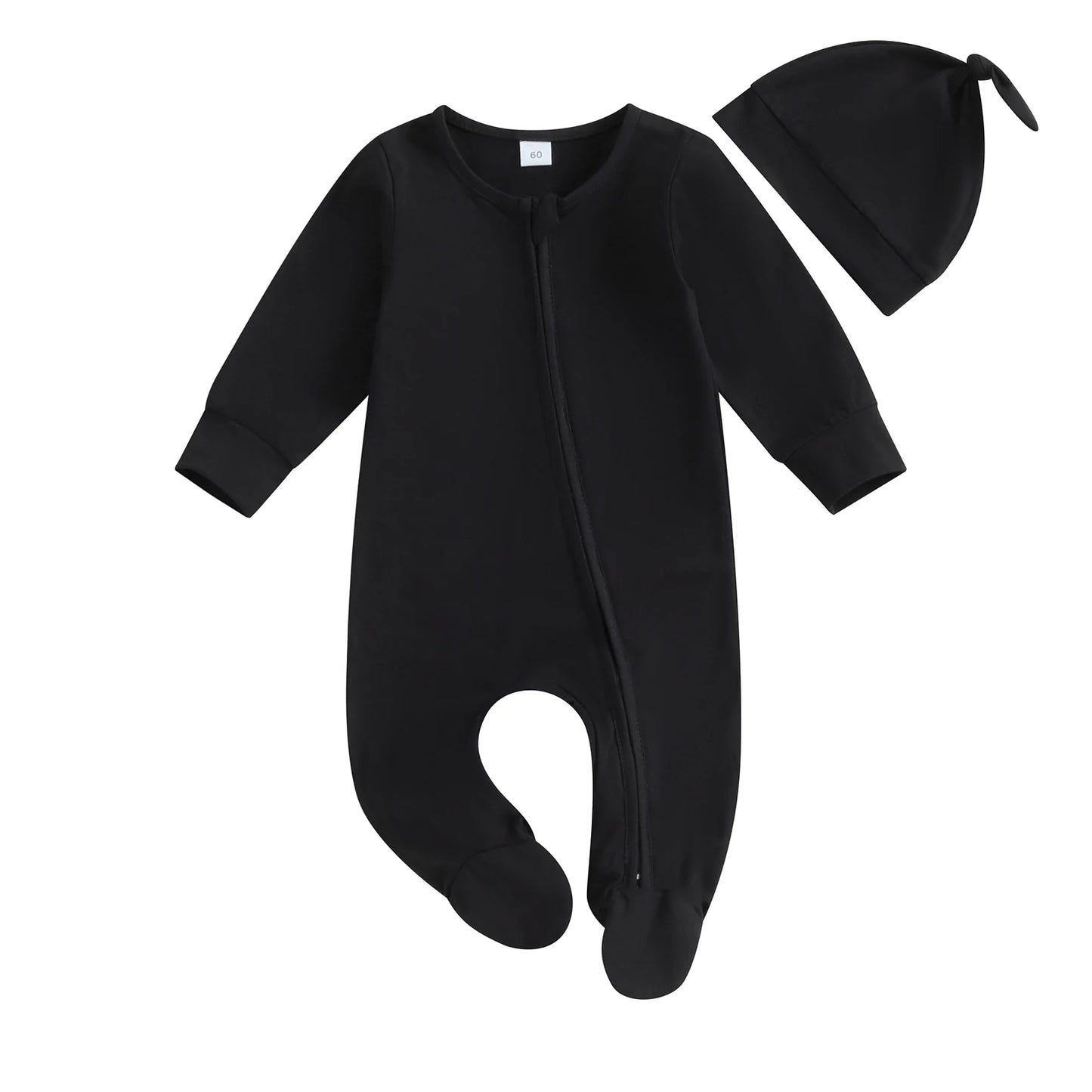 ma&baby 0-6M Newborn Infant Baby Boy Girl Jumpsuit Soft Long Sleeve Zipper Romper + Hat  Fall Spring Baby Outfits Clothing