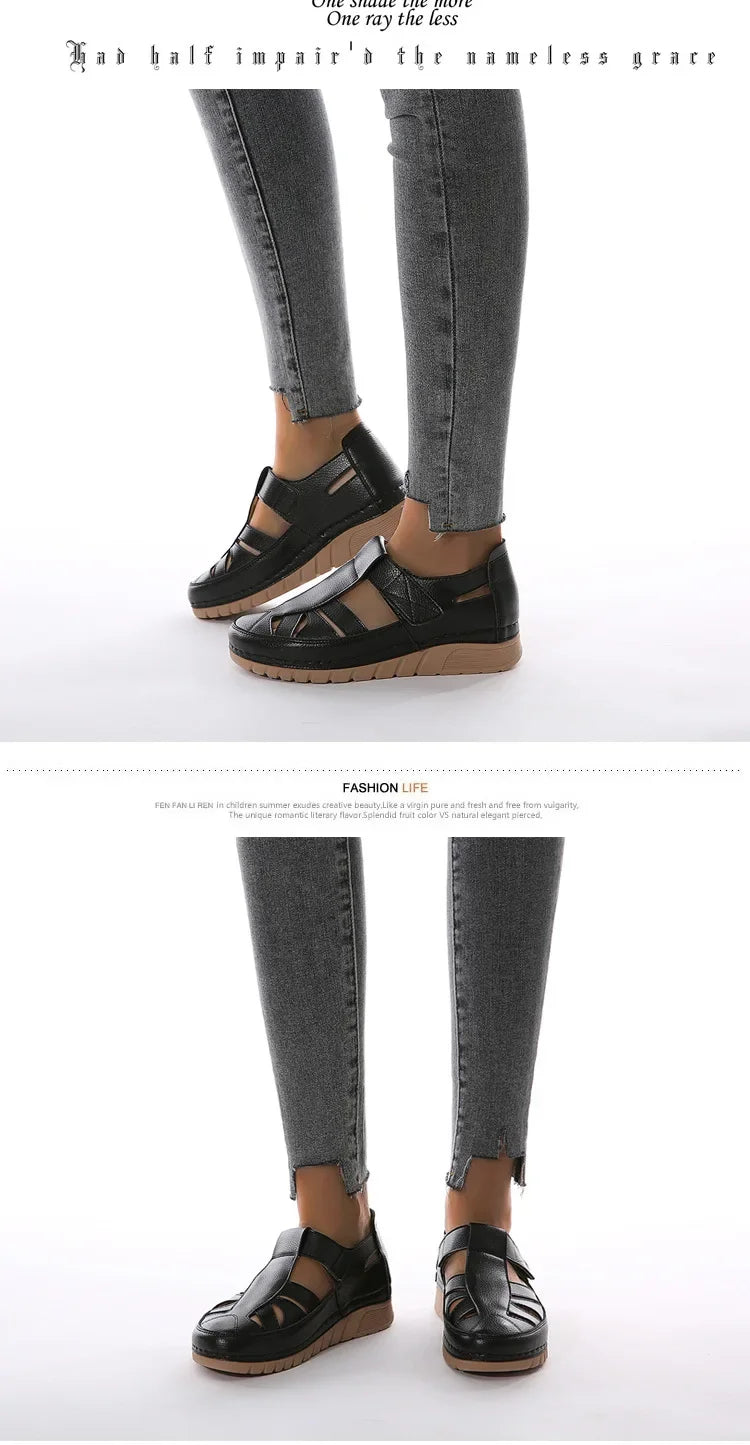 Women's Shoes Sandals Fashion Baotou Wedge Platform Sandals Ladies Retro Rome Sandalias Mujer Slip on Beach Shoes Footwear 2024