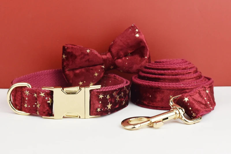 Luxury Fashion Pet Accessories Custom Design Logo Black Bottom Flower Sublimation Dog Collar Leashes Harness Bow Set Star02