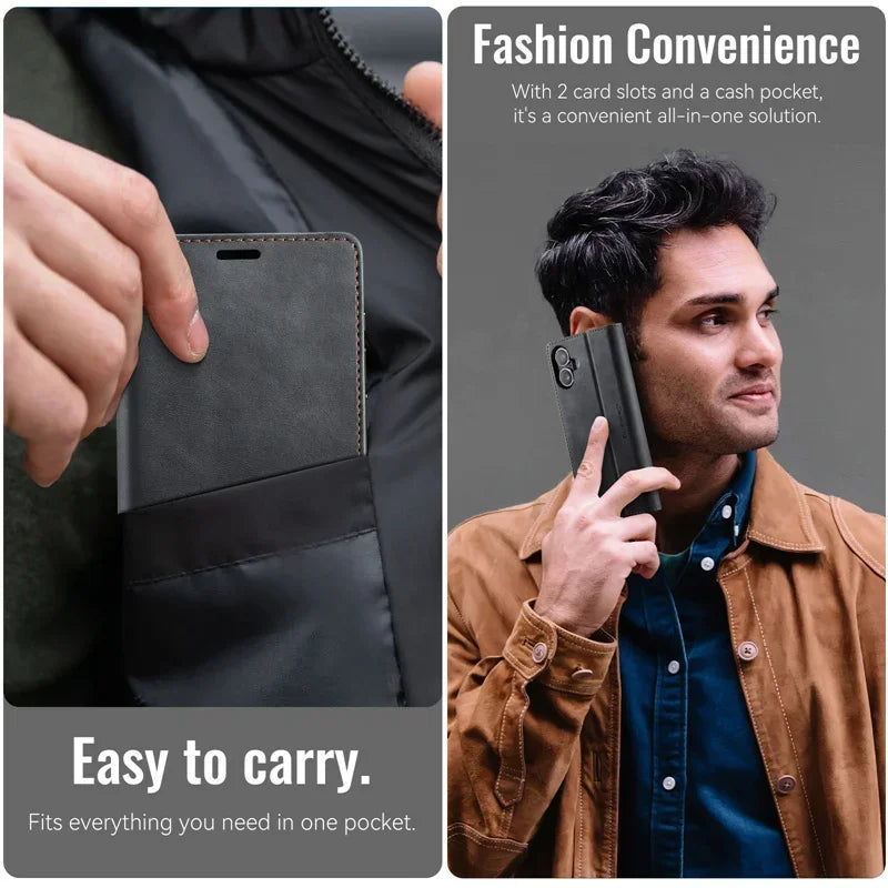 Magnetic Leather Wallet Card Phone Case For iPhone 17E 17 Air 16E 16 Pro Max 15 Plus 14 13 12 11 Flip Wireless Charging Cover