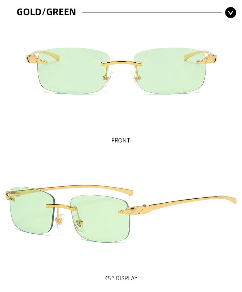Fashion Vintage Rimless Square Sunglasses Women Men Luxury Brand Designer Popular Travel Driving Metal Small Sun Glasses