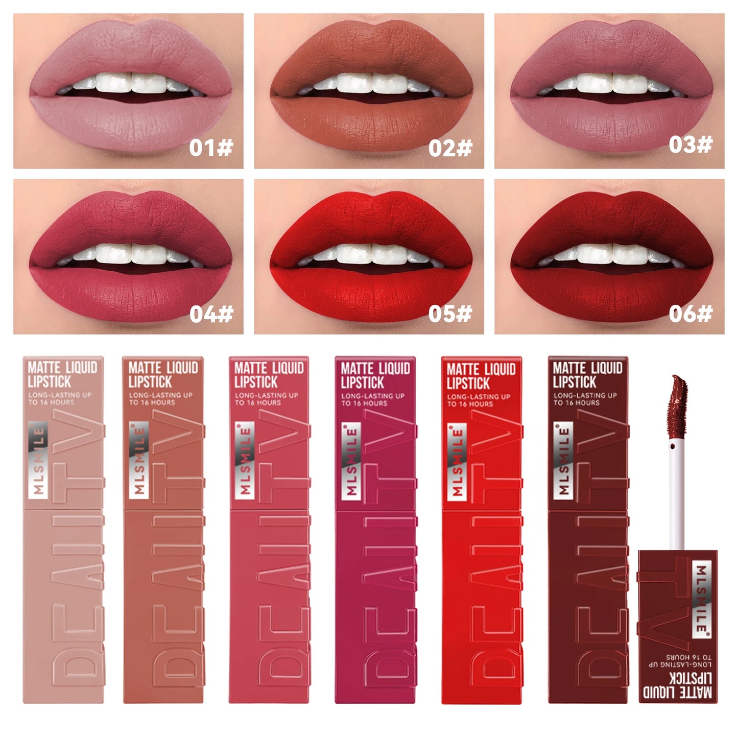 6 Colors of Long-Lasting Velvet Liquid Lipstick with Matte Texture Waterproof Non-Stick Cup Professional Lip Makeup Products