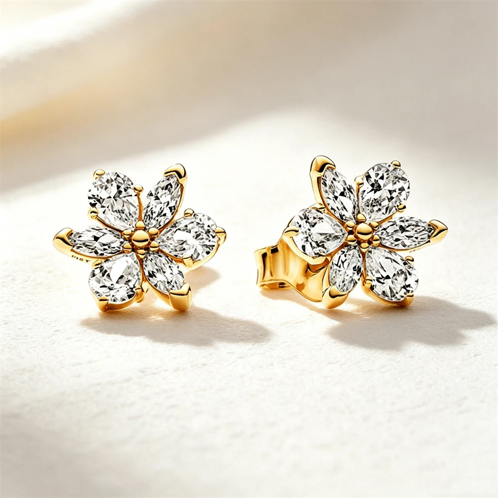 925 Sterling Silver Butterfly Flower Bee Lilac Leaf Zircon Earrings Suitable for Daily Wear as Women's Jewelry Holiday Gifts