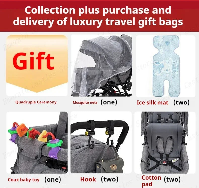 Poussette Double Front and Rear Seats Foldable Baby Stroller for Two Children Lightweight Portable Twin Stroller EU STOCK