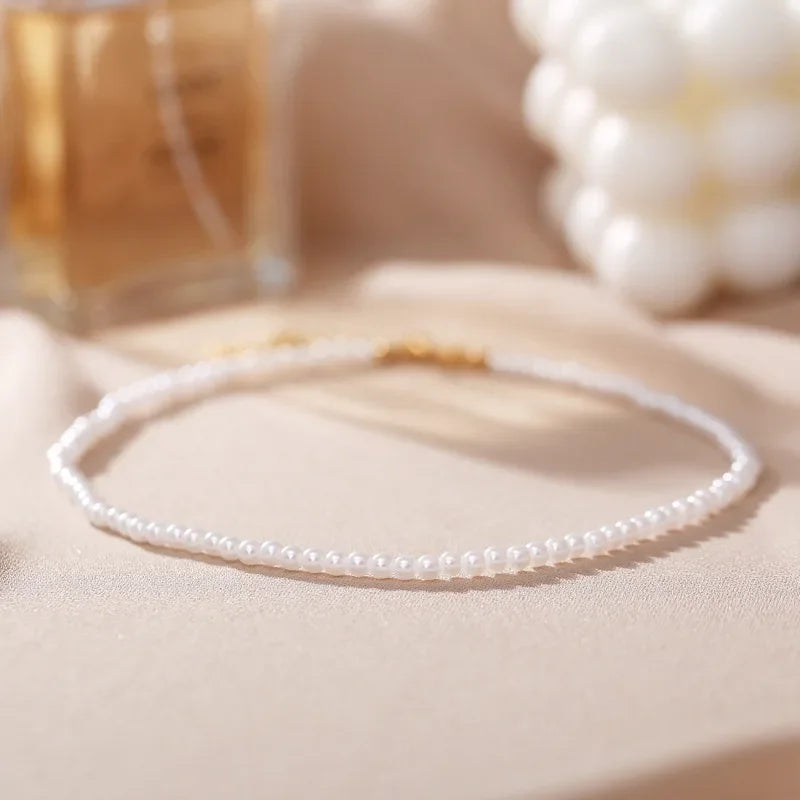 4 5 6 8mm White Pearl Chokers Necklace Clavicle Chain For Women Classic Fashion Elegant Wedding Neck Jewelry Love Pendant Gift