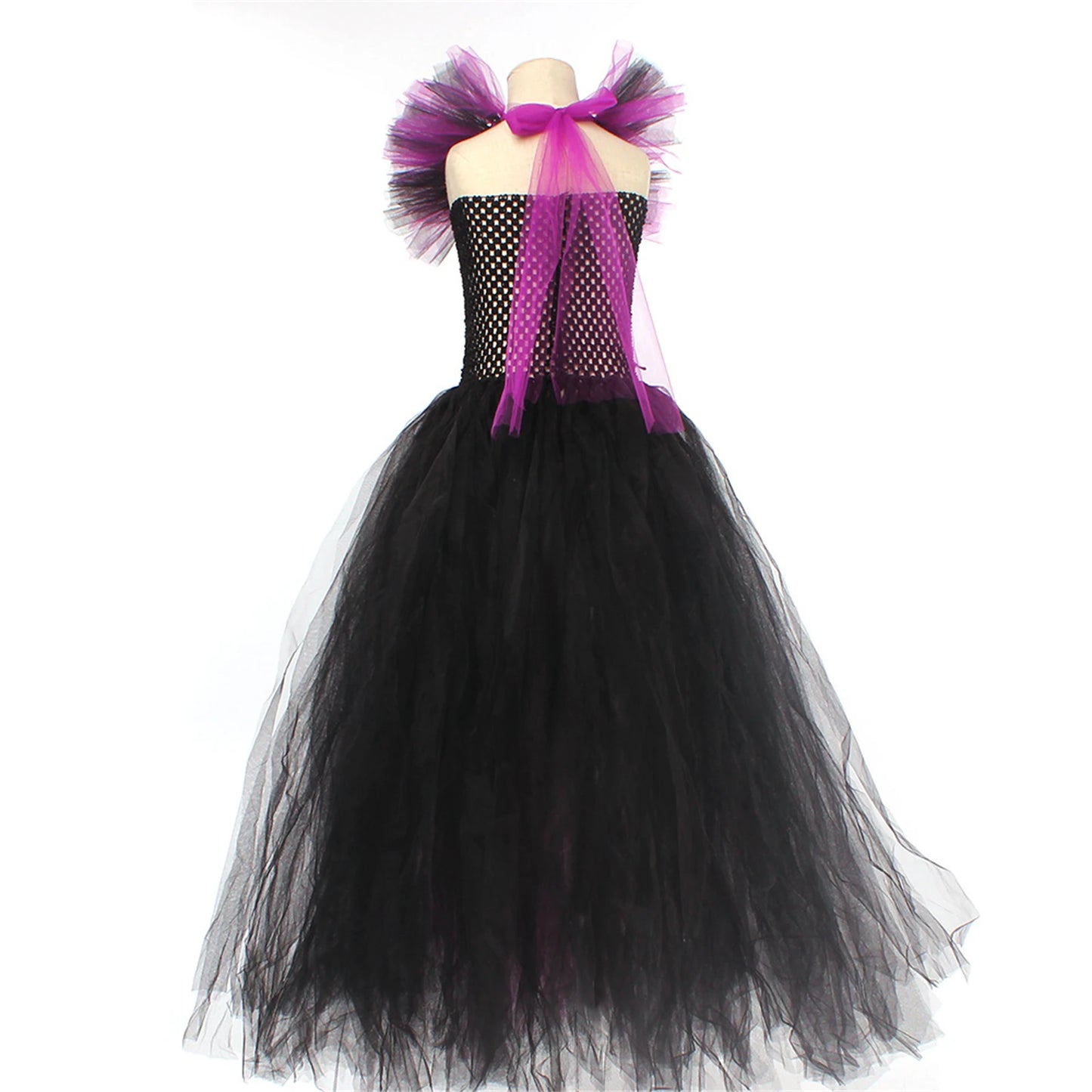 Halloween Witch Costume For Girls Kids Long Veil Dress Princess Dress Birthday Party Dress Stage Performance Dress