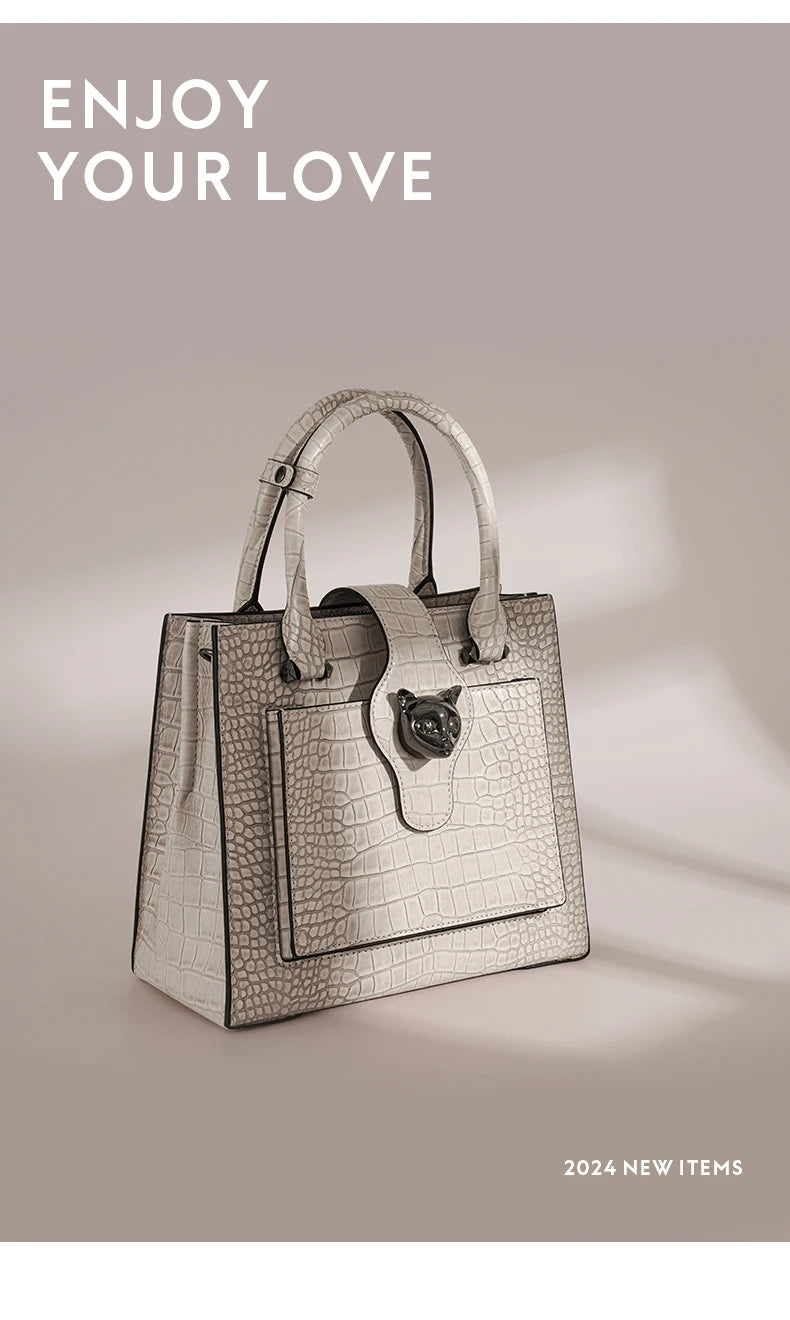 2026 NEW WOMEN'S HANDBAGS BUSINESS LADY GENUINE LEATHER ORIGINAL LUXURY BRAND DESIGNER OFFICE FEMALE BAGS CROSSBODY CAT PURSE