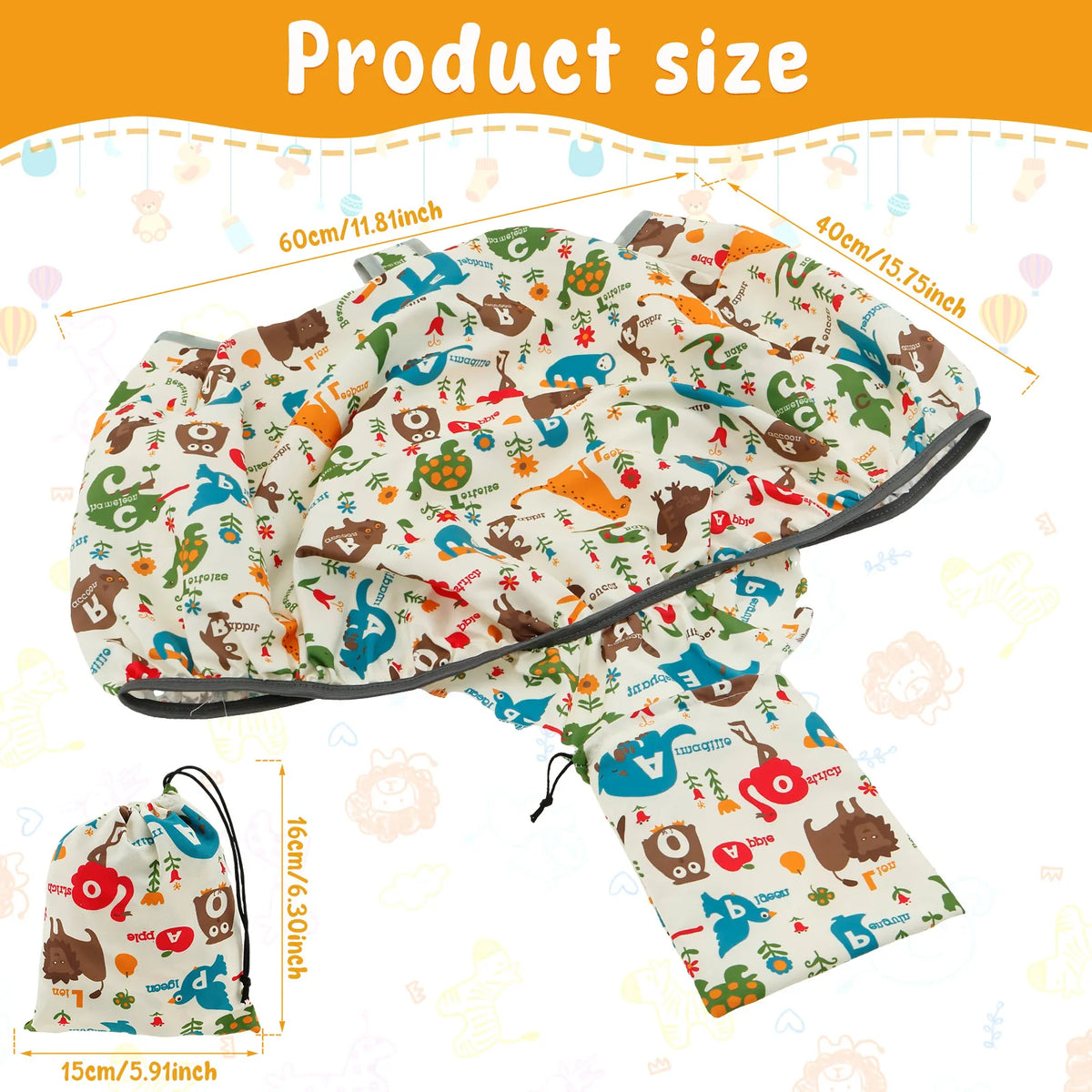 Baby Shopping Cart Seat Cover Polyester Waterproof Carton Style Baby Safety Cart Cover Comfortable Children Anti-Dirty Seat Pad