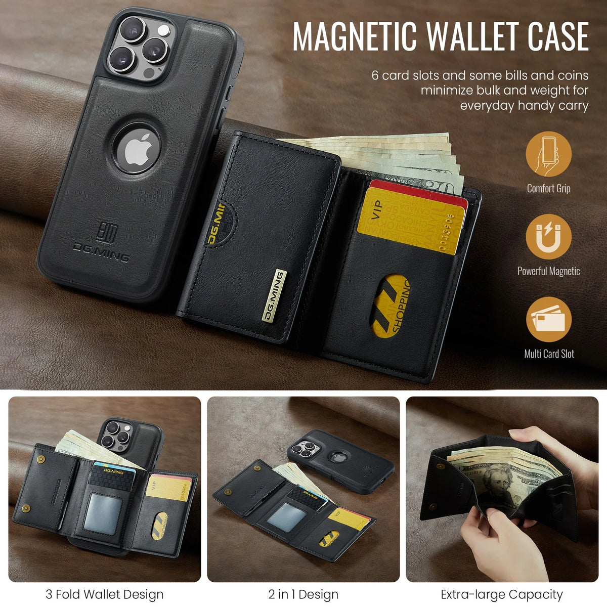Magnetic Leather Wallet Card Phone Case For iPhone 17E 17 Air 16E 16 Pro Max 15 Plus 14 13 12 11 Flip Wireless Charging Cover