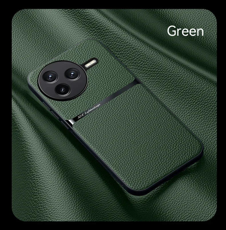 Car Magnetic Hilder Texture Leather Case For POCO F7 Ultra Soft Silicone Protection Shockproof Cover