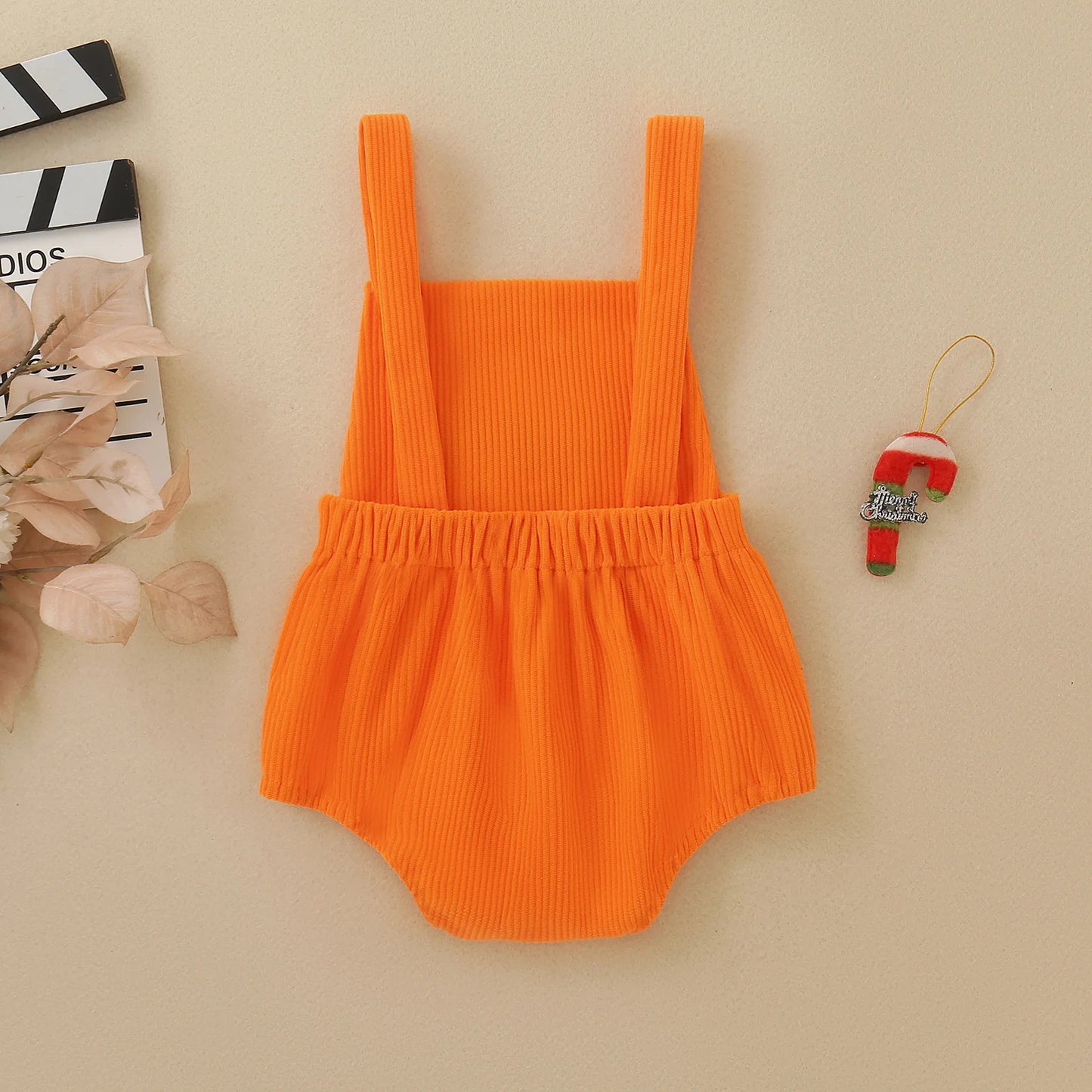 Baby Halloween Corduroy Overalls Romper Pumpkin Ghost Bat Embroidery Sleeveless Suspender Bodysuit Infant Fall Costume