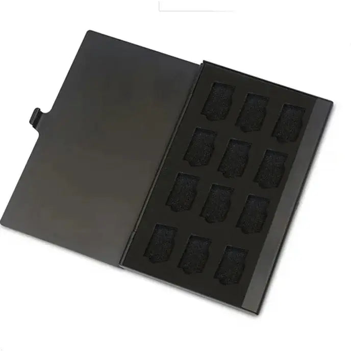 12 Slots Micro SD Card Case Holder Storage Organizer,Ultra Slim Credit Card Size Lightweight Portable TFMemory Card Storag Black
