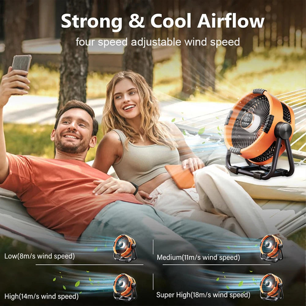 Camping Ceiling Fan 20000mAh Rechargeable USB Fan with Power Bank and LED Light Hook Air Circulators Wireless Ceiling Fan