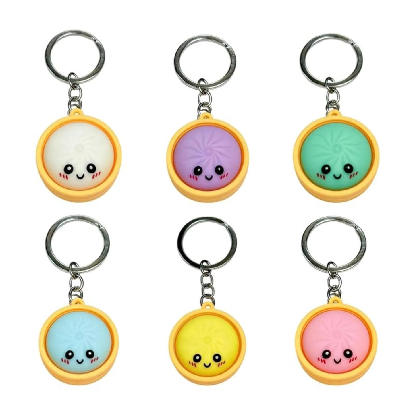 4-12PCS Simulation Dumpling Keyboard Clicker Stress Relief Toy Cute Keychains Decoration Gifts Emotion Fidgets Toy Mini Pendant