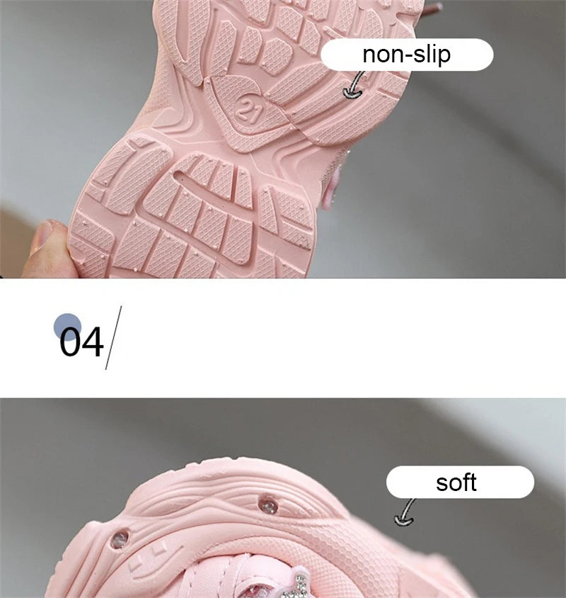2026 New Girls Soft Sole Non-Slip Shoes Cute Princess Casual Sneakers Lightweight Sport Shoes for Toddler Little Girls Spring