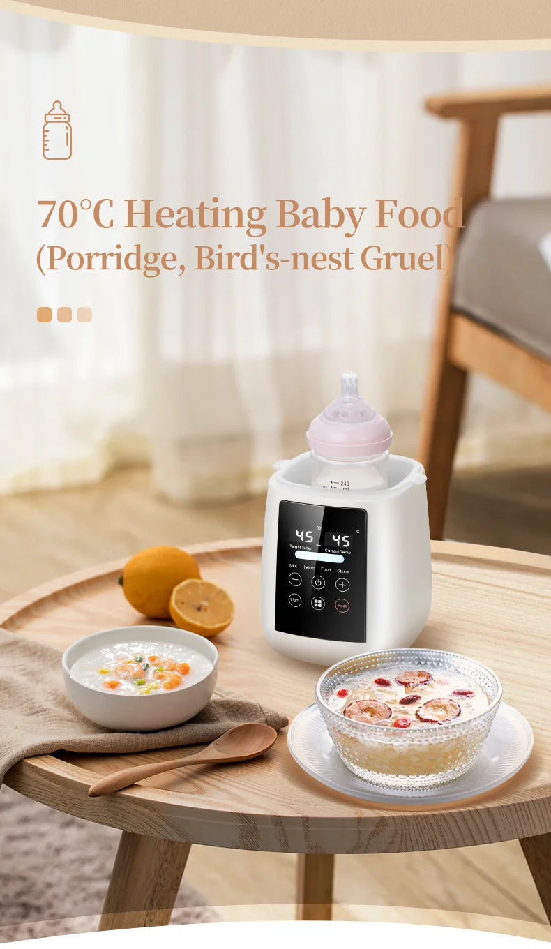 Babyflessenwarmer en sterilisator 6-in-1 Multifunctionele moedermelkverwarmer Nauwkeurige temperatuurregeling Babyflessenverwarm