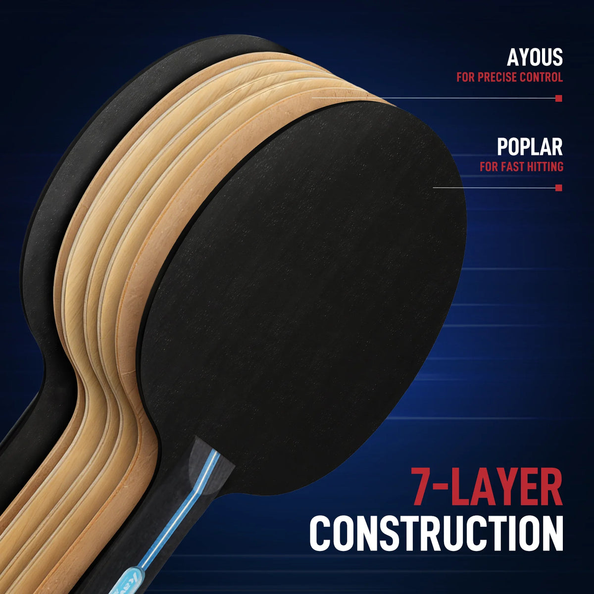 Kawasaki Table Tennis Set 2 Rackets 3 Balls with Case, ITTF Certified 7-Ply Blade for Beginners Training Ping Pong Paddle