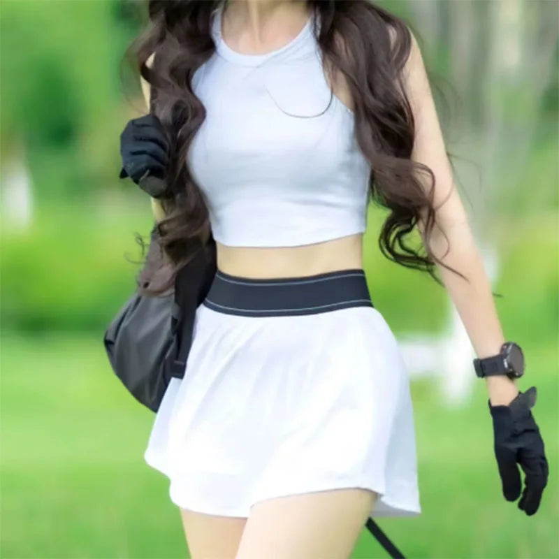 New Women's Tennis Skirt Outdoor Sports Breathable and Comfortable Simple Anti Light Skirt