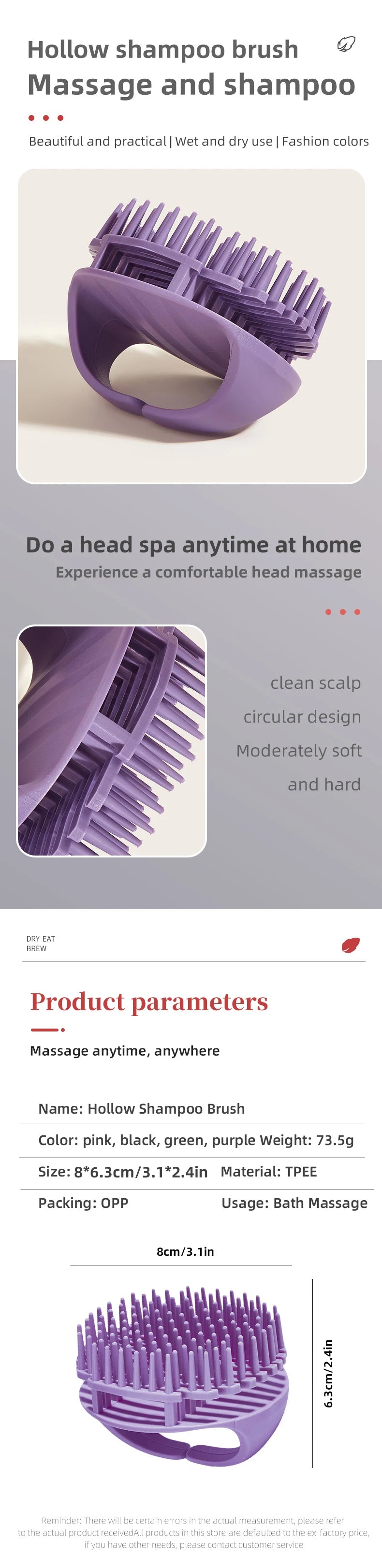 Silicone Shampoo Scalp Hair Massager Head Body Scalp Massage Brush Hair Washing Brush Scalp Exfoliator Brush Head Scrubber Tools