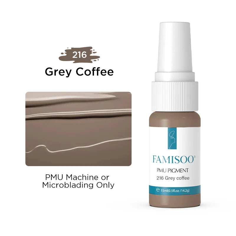 FAMISOO 15ml Permanent Makeup Pigment Microblading Paint Ink Body Art Eyebrows Eyeliner Tattoo Inks Makeup Supplies 0.5OZ