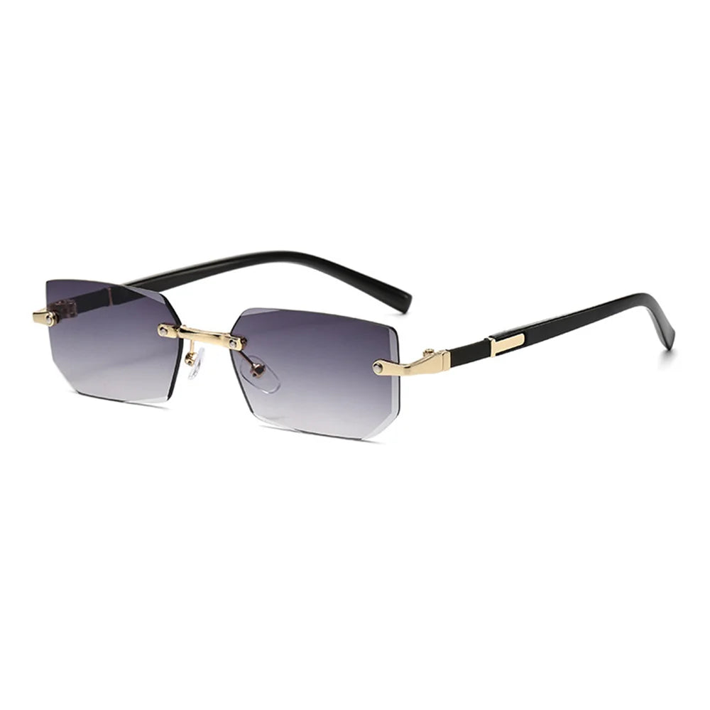 Trendy Rimless Small Rectangle Sunglasses Men Women Fashion Luxury Brand Square Frameless Sun Glasses Retro UV400 Shades Goggles