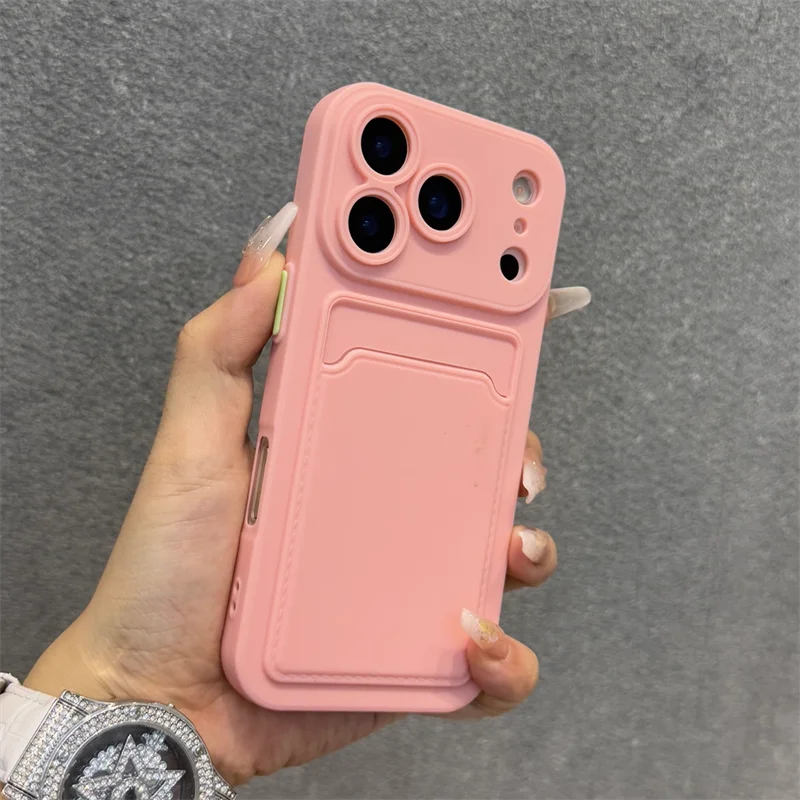 Luxury Soft Silicone Wallet Case For iPhone 17 16 15 14 Plus 13 12  Pro Max XR XS Shockproof Card Holder Slot Cover