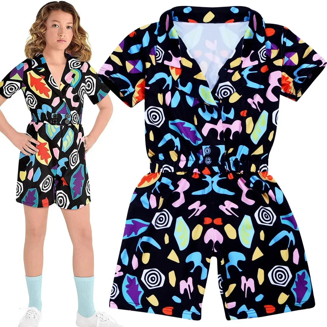 Anime Things Season Cosplay Halloween Party 80s Retro Eleven Costume, Short Sleeve Roleplay Outfit, Inspired by Popular Series