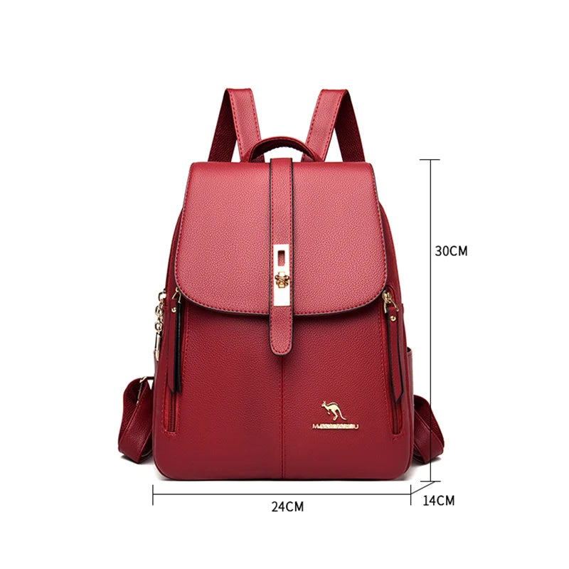 Luxury Women Leather Backpacks for Girls Sac A Dos Casual Daypack Black Vintage Backpack School Bags for Girls Mochila Rucksack