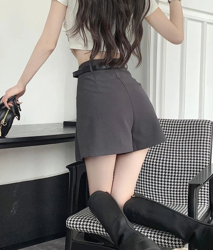 Women's Shorts High Waist Female Short Pants Black Wide Culotte Skirt To Wear XL Flowy Stretchy Harajuku Fashion Cheap Designer