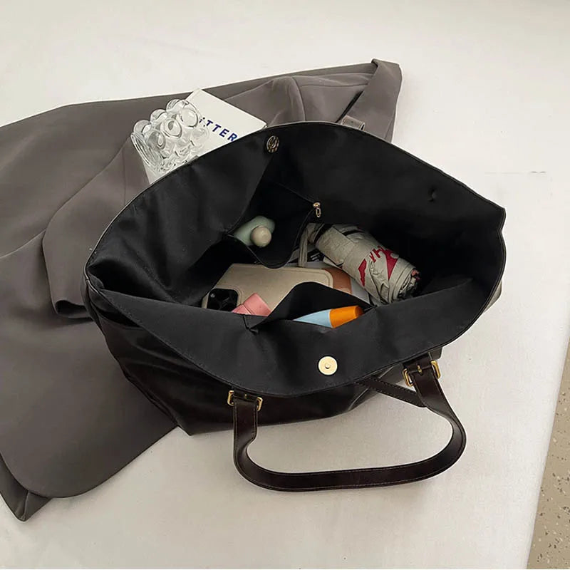 Tote Bag Designer Retro PU Leather Shoulder Handbag For Women Winter Trend Y2K Fashion Handbags Females Travel Luxury Tote Bags