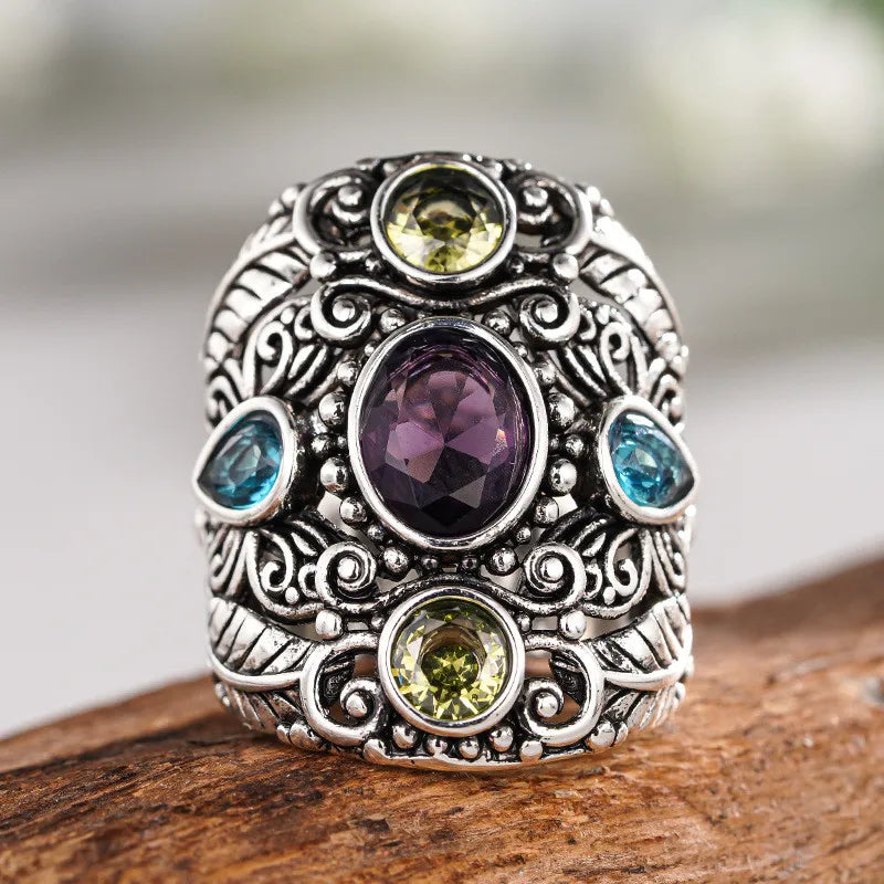 925 Sterling Silver Flower Design Ring for Women Charming Brilliant Finger Accessory Exquisite Vintage Chic Jewelry
