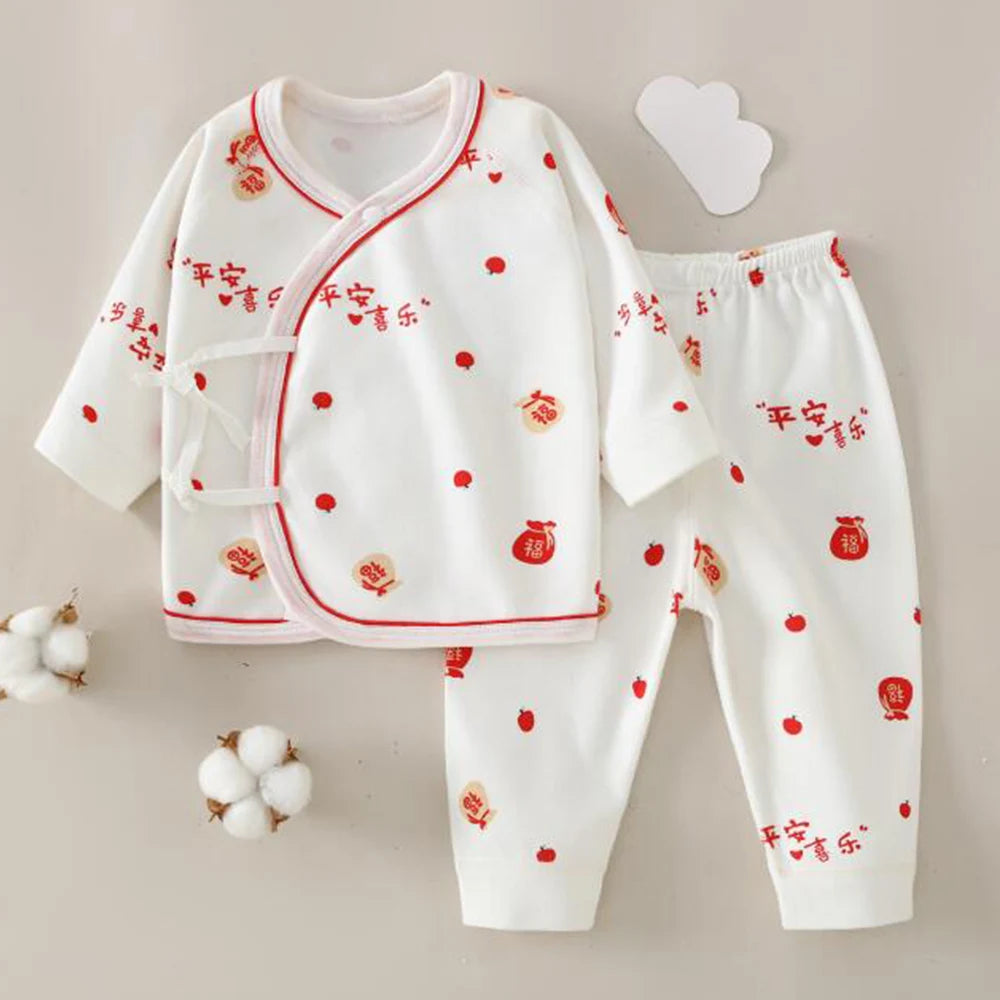 Hospital Newborn Set 100% Cotton Long Sleeve Tops Pants Two Pieces Spring Autumn Unisex Baby Outfits For Boys Girls 0 6 Months