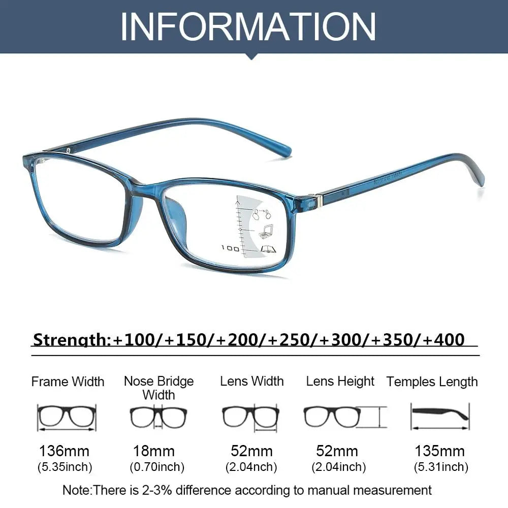 Retro Progressive Multi-Focus Reading Glasses For Men Women Anti-blue Light Near Far Presbyopia Eyeglasses