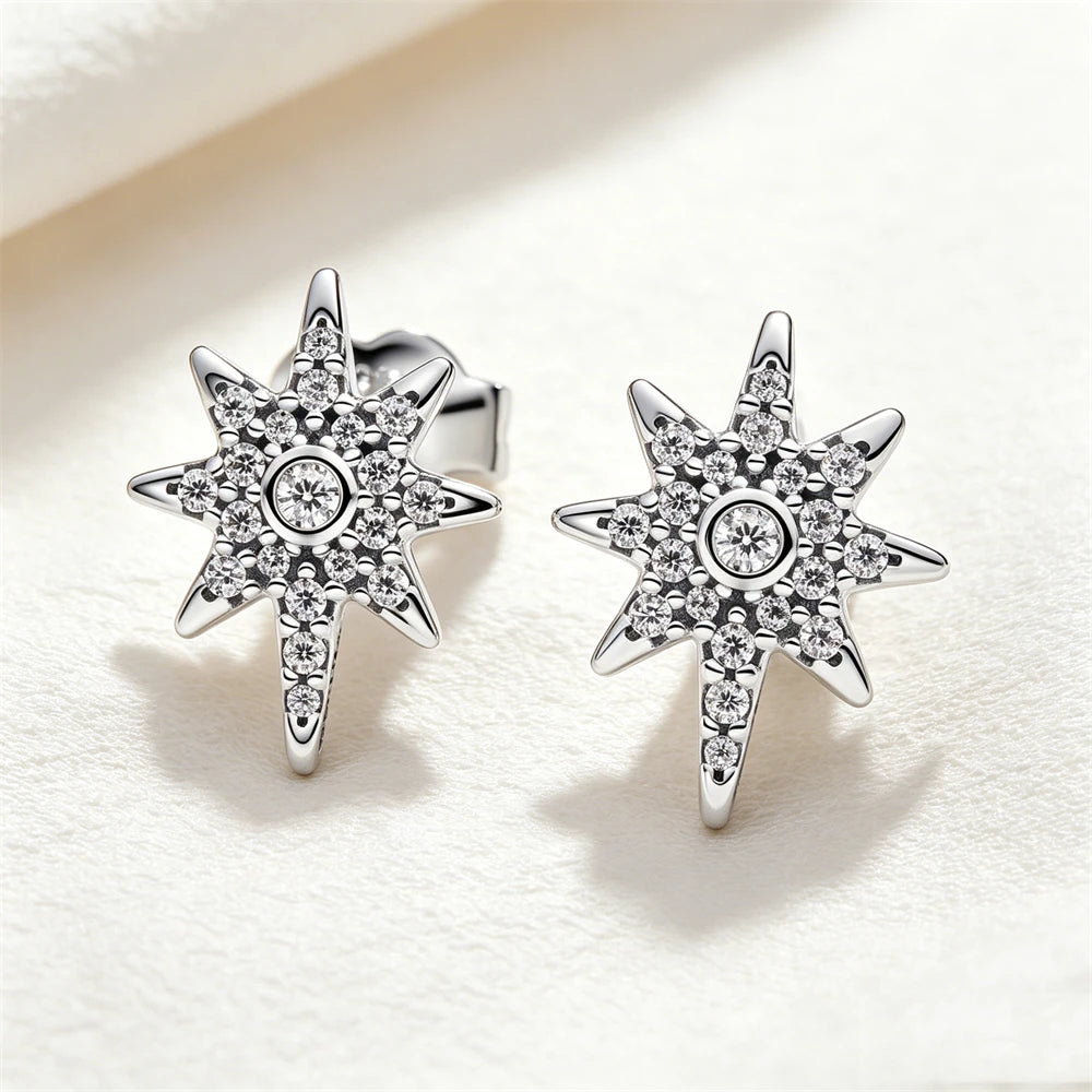 925 Sterling Silver Butterfly Flower Bee Lilac Leaf Zircon Earrings Suitable for Daily Wear as Women's Jewelry Holiday Gifts