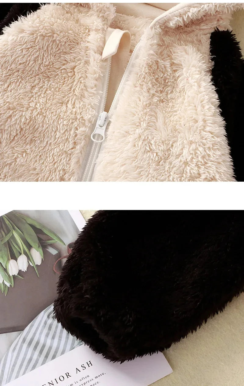 Baby Winter Romper Fleece Cartoon Panda Bunny Hooded Jumpsuit for Boy Girl Clothes Soft Loungewear Thicken Toddler Infant Onesie