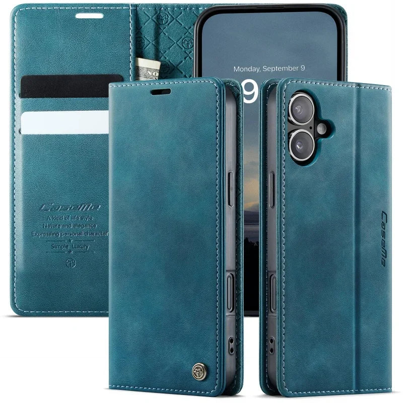 Magnetic Leather Wallet Card Phone Case For iPhone 17E 17 Air 16E 16 Pro Max 15 Plus 14 13 12 11 Flip Wireless Charging Cover