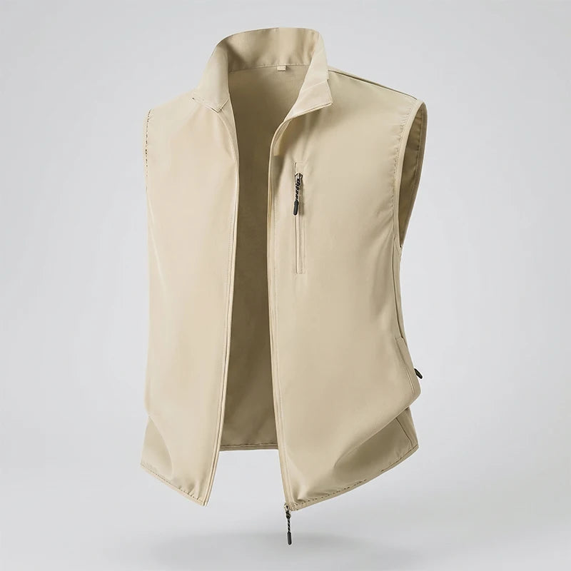 Summer Men Outdoor Cargo Vests Thin Breathable Waistcoats Fishing Sleeveless Jackets Male Sportswear Casual Elasticity Vests