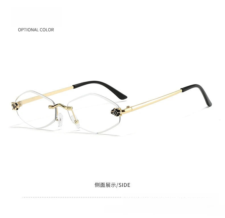 Popular Fashion Women Men Shades Rhombus Sun Glasses Female Male Summer Traveling UV400 Rimless Sunglasses Lentes De Sol Mujer