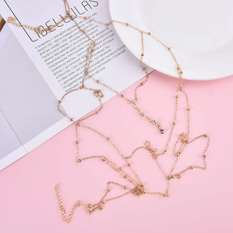 Body Jewelry Sexy Chest Chain Bikini Belly Chains for Women Cross Waist Chains Female Body Suit Girl Fashion Beach Simple Luxury