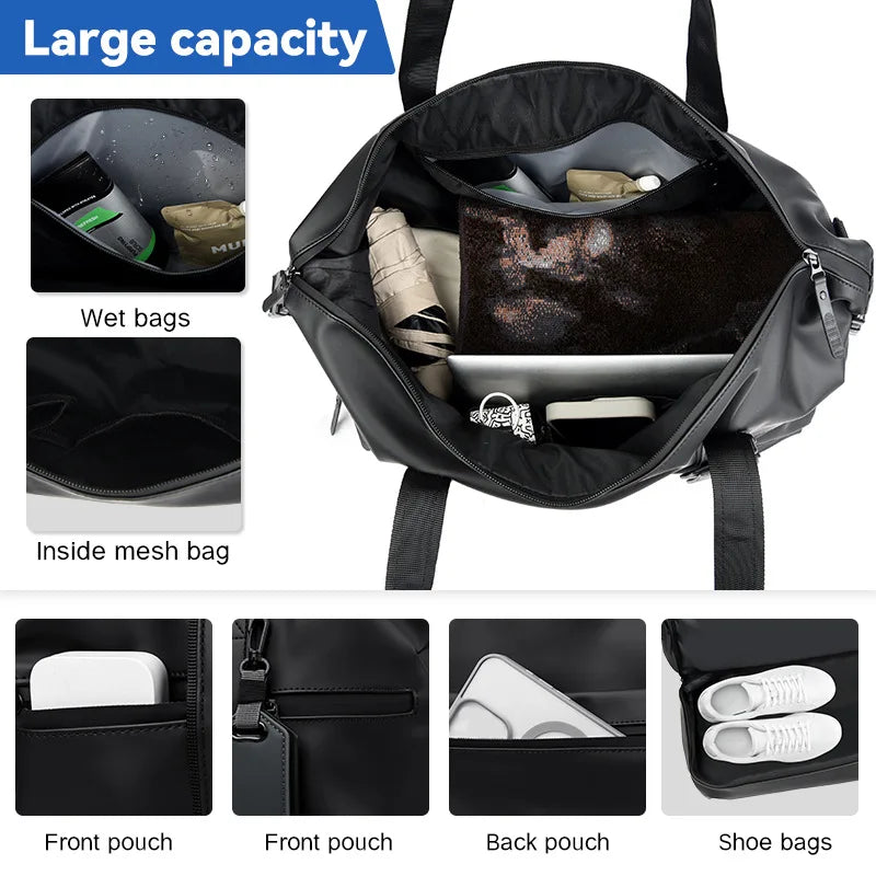 Fashion Travel Tote Bag for Men and Women Large Capacity Shoulder Crossbody Handbag Leisure Sports  Simple Business Travel Bag