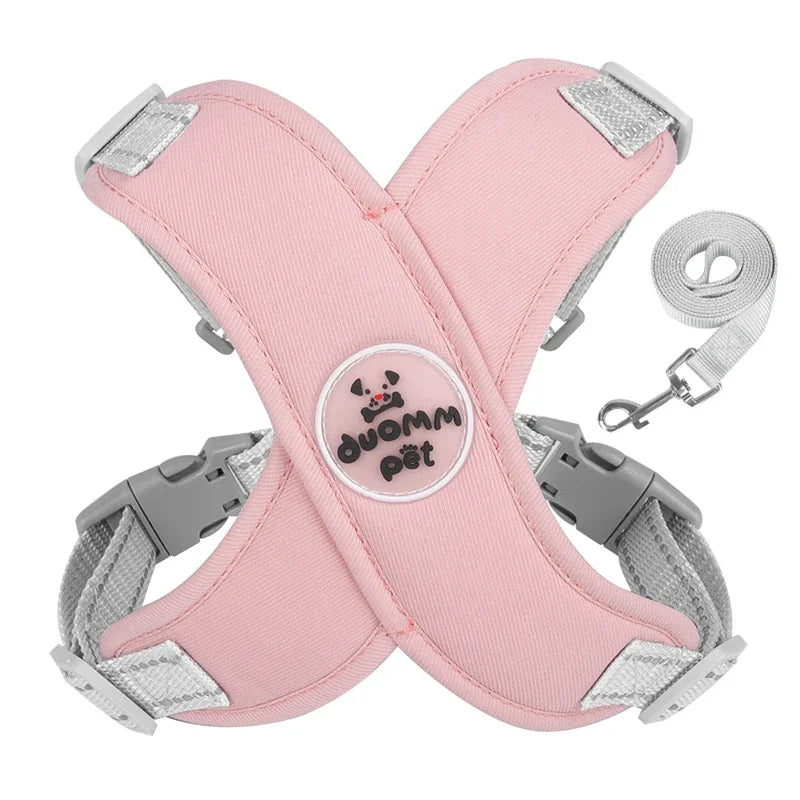 Dog Harness Leash Set Breathable Pet Chest Strap Reflective French Bulldog Vest Harness for Small Medium Dogs Puppy Collar Yorks