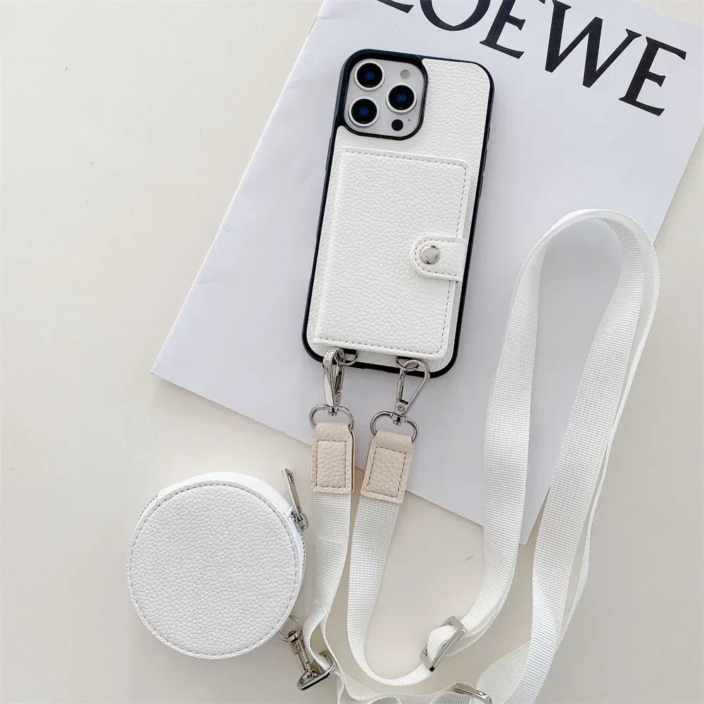 Crossbody Wallet Card Slot Coin Purse for IPhone 17 Air 16 15 Plus 14 13 12 11 Pro Max Leather Protective Phone Case Cover