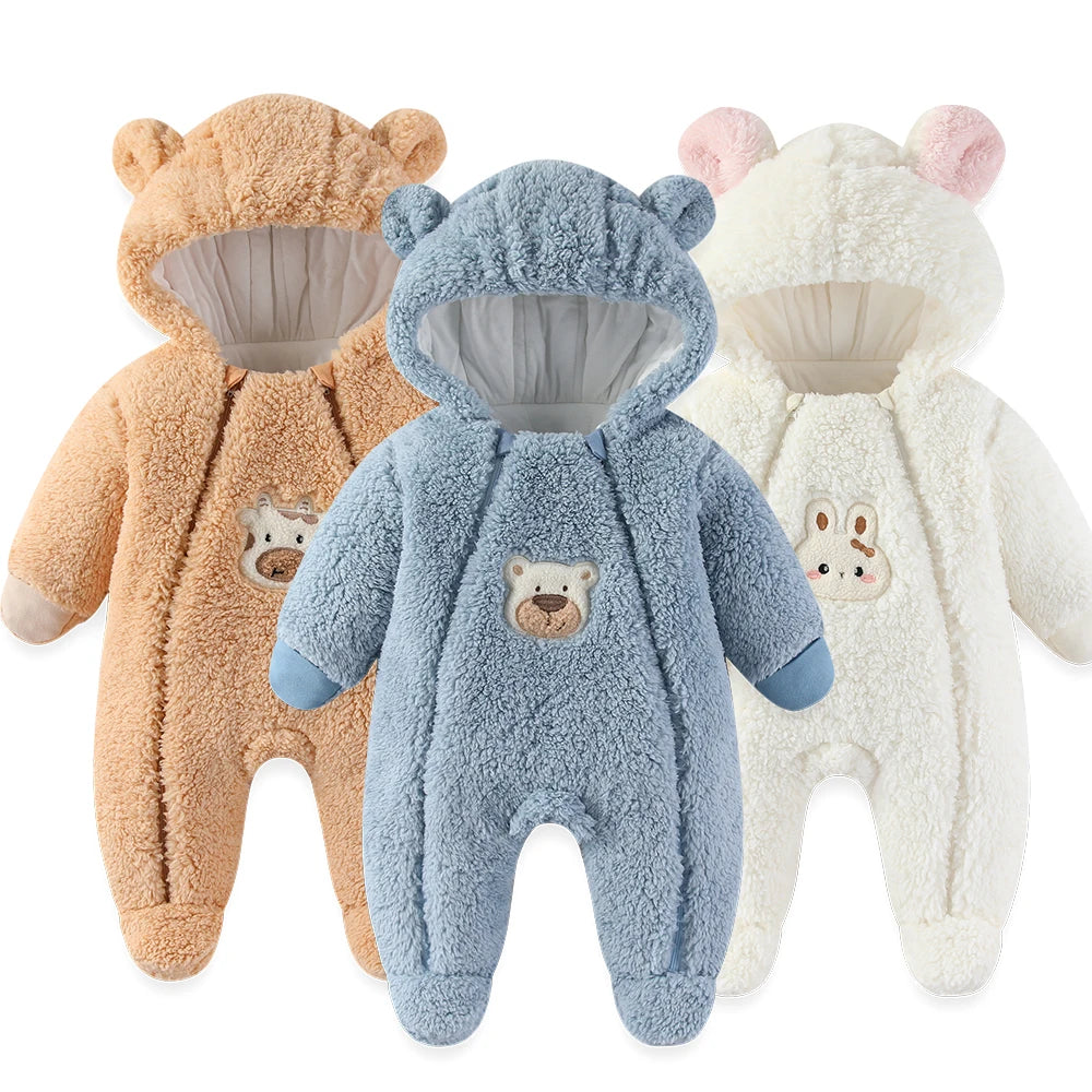 LILIGIRL Winter Newborn Baby Jumpsuit Thicken Baby Girls Romper Cotton Warm Infant Bodysuit Soft  Snow Wear Jacket 0-12 Months