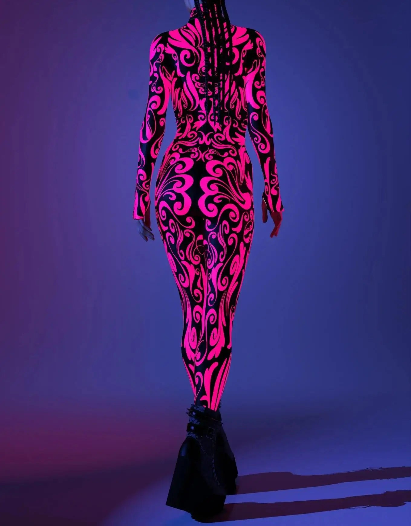 Halloween Costumes for Women 3D Abstract Print Full Body Jumpsuit Sexy Skinny High Neck Zentai Suit for Carnival Cosplay