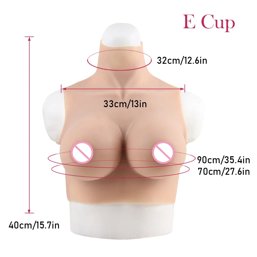 Halloween Cosplay Fake Chest False Boobs Silicone Filler Realistic B-H Cup for Crossdresser Transgender Drag Sissy Cosplay Chest