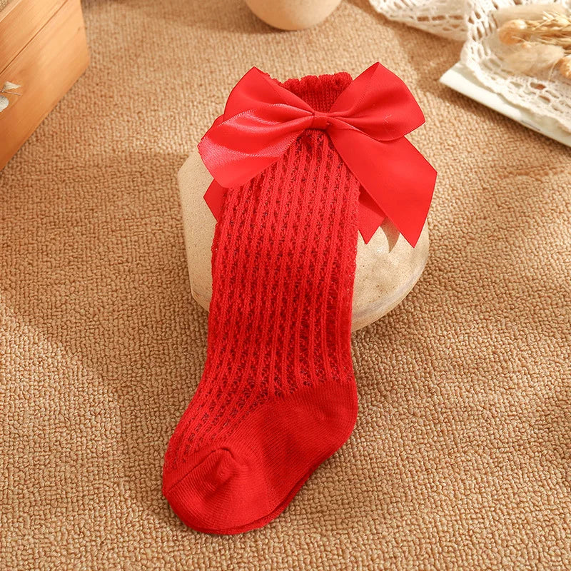 Summer Baby Socks Toddler Cute Big Bow Knee High Socks Mather Kids Children Boy Girls Newborn Floor Cotton Socks Baby Accessorie