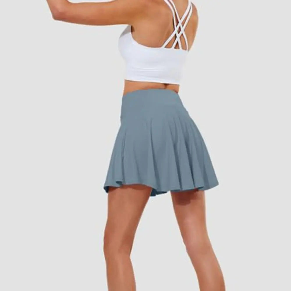 New Pleated Tennis Skirts with Shorts Pockets Tummy Control Golf Skorts Crossover Style Built-in Shorts Running Skirts Training