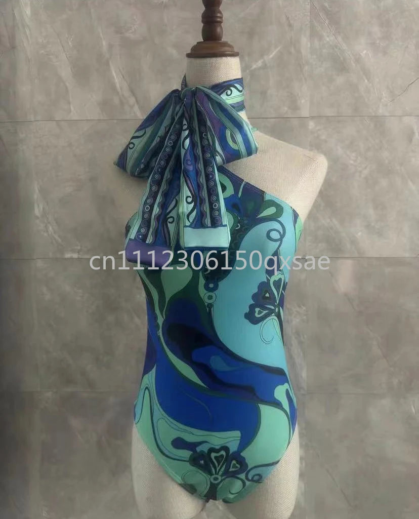 Luxury Design Women's Brown Headband Scarf Swimsuits with Letter Signature Logo Classic Brand Headband Bikini Sets Beachwear