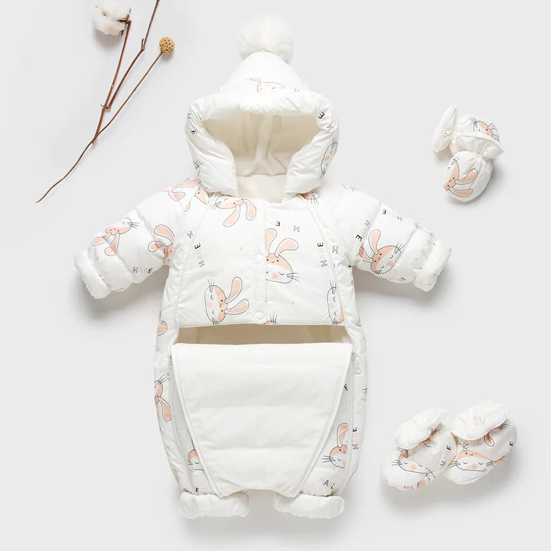Ircomll Infant Baby Winter Lightweight Duck Down Overalls Fleece Children Jacket Cartoon Rompers For Boys Girls Toddler Jumpsuit